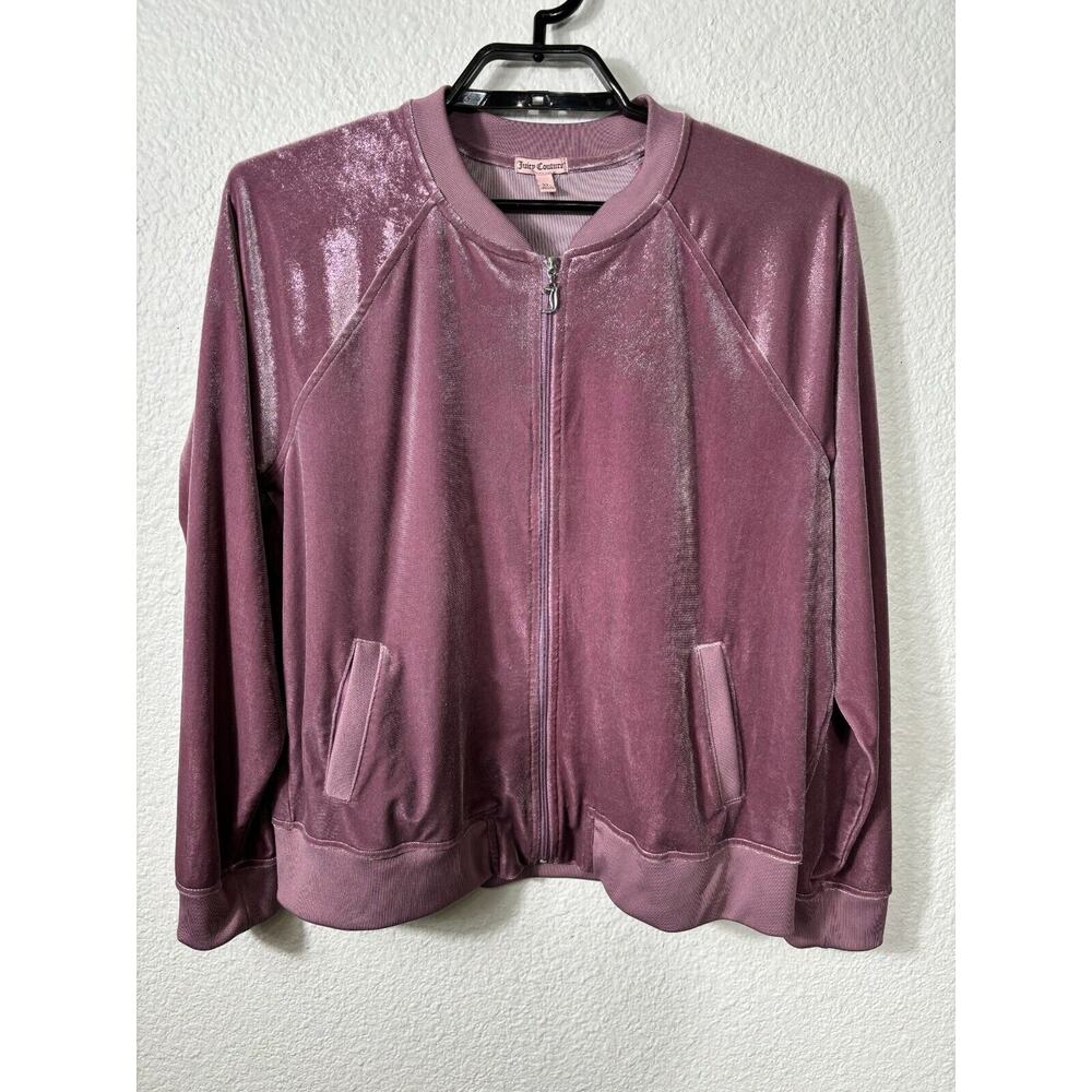 Juicy Couture‎ Track Jacket Womens XL Purple Metallic Long Sleeve Pockets